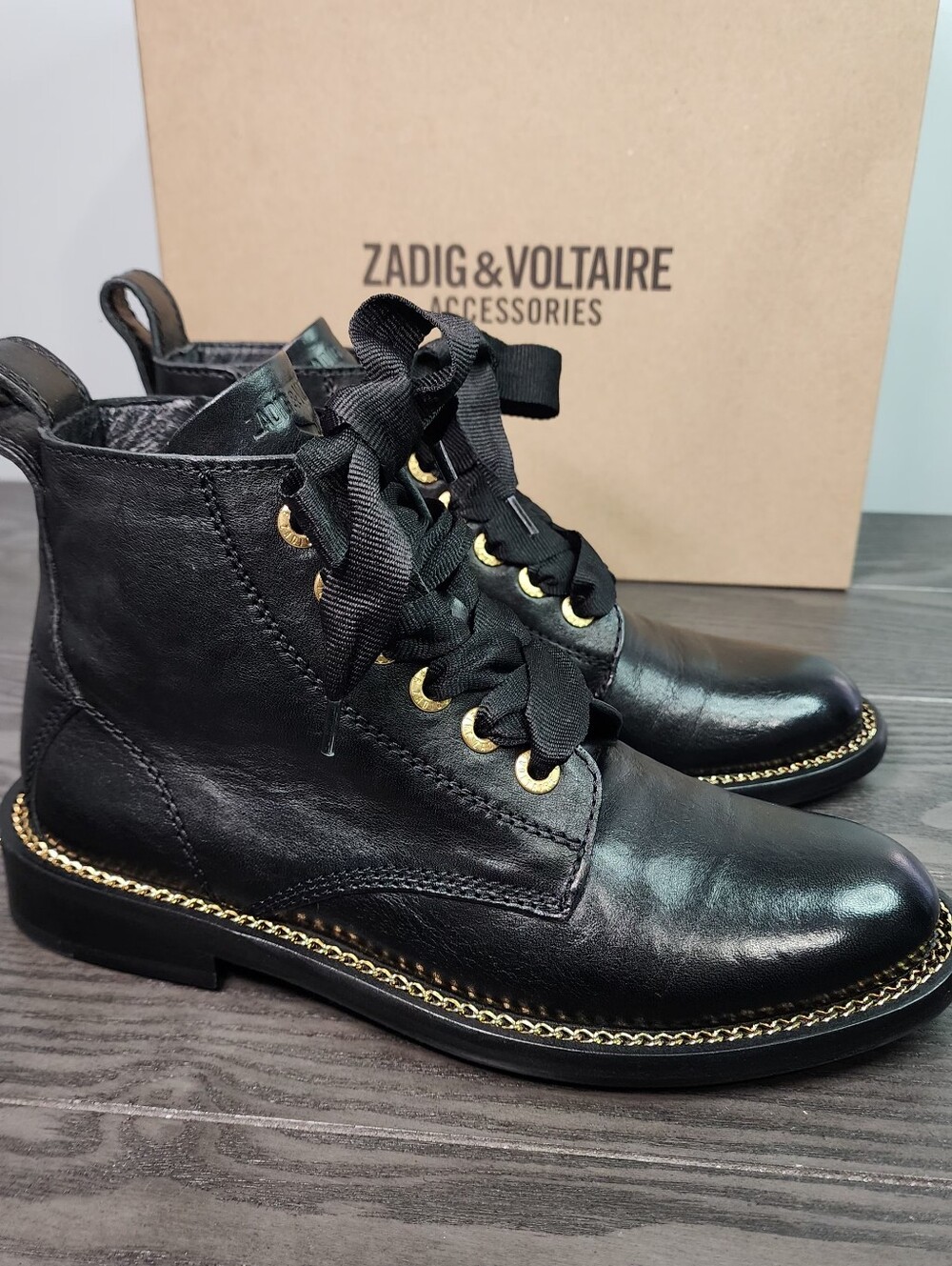 Zadig & Voltaire Chained Combat Boots Size 38EU /7 US